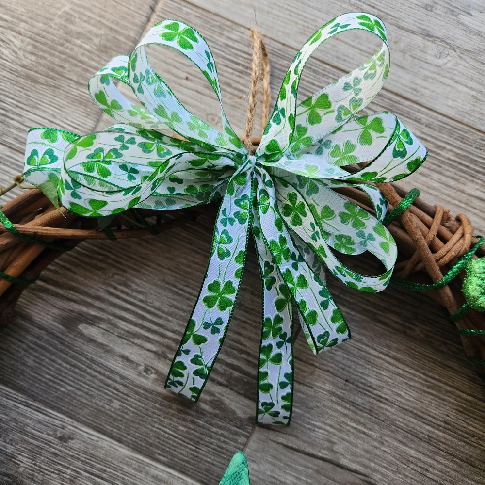 ☘️ SAINT PATRICK'S DAY LEPRECHAUN GNOME SHAMROCK GRAPEVINE WREATH ☘️